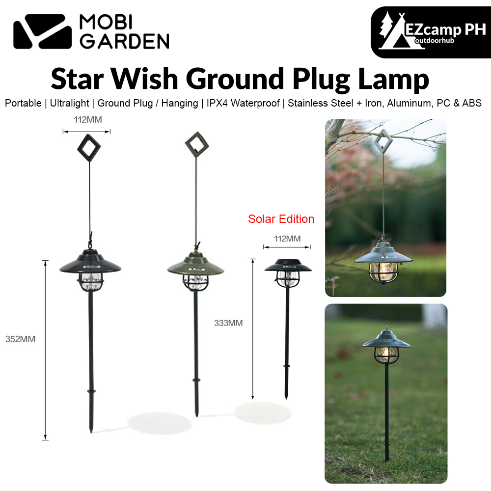 MOBI GARDEN Star Wish Ground Plug Lamp Atmosphere light Ultralight Portable Camping LED Light Outdoor IPX4 Waterproof Hanging Pendant Light Accessories Heavy Duty Original MobiGarden