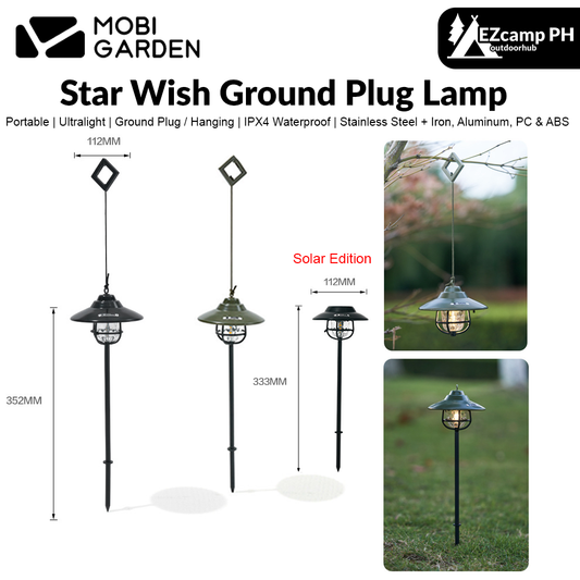 MOBI GARDEN Star Wish Ground Plug Lamp Atmosphere light Ultralight Portable Camping LED Light Outdoor IPX4 Waterproof Hanging Pendant Light Accessories Heavy Duty Original MobiGarden