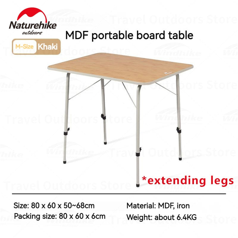 Naturehike DEER LAKE MDF Portable Folding Table Outdoor Camping Adjustable Height 2 Sizes Flat Foldable Storage Heavy Duty Lightweight All Terrain BBQ Picnic Table Nature Hike