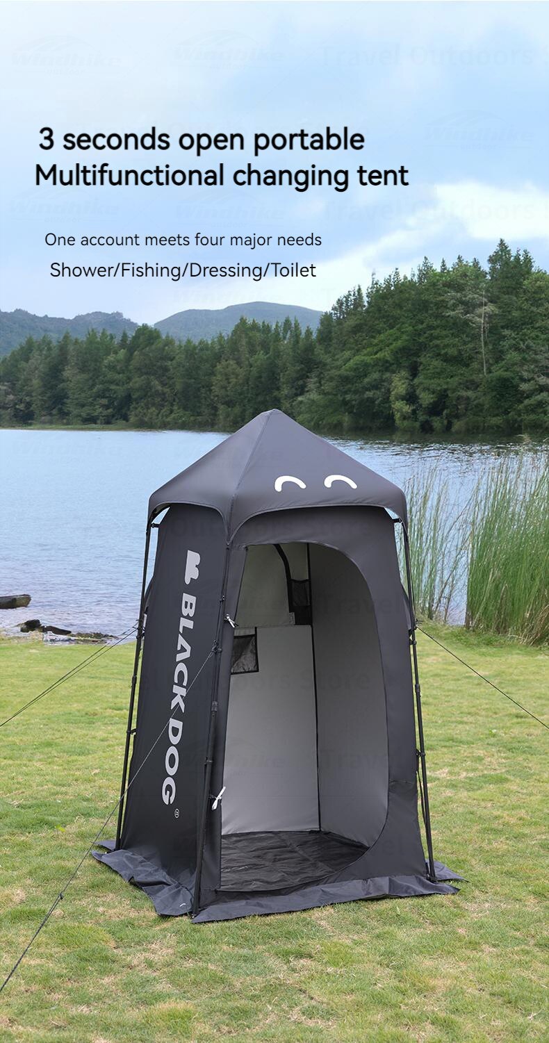 BLACKDOG Outdoor Black Single Shower Changing Camping Tent Changing Mobile Toilet Bath Bathroom Waterproof Windproof