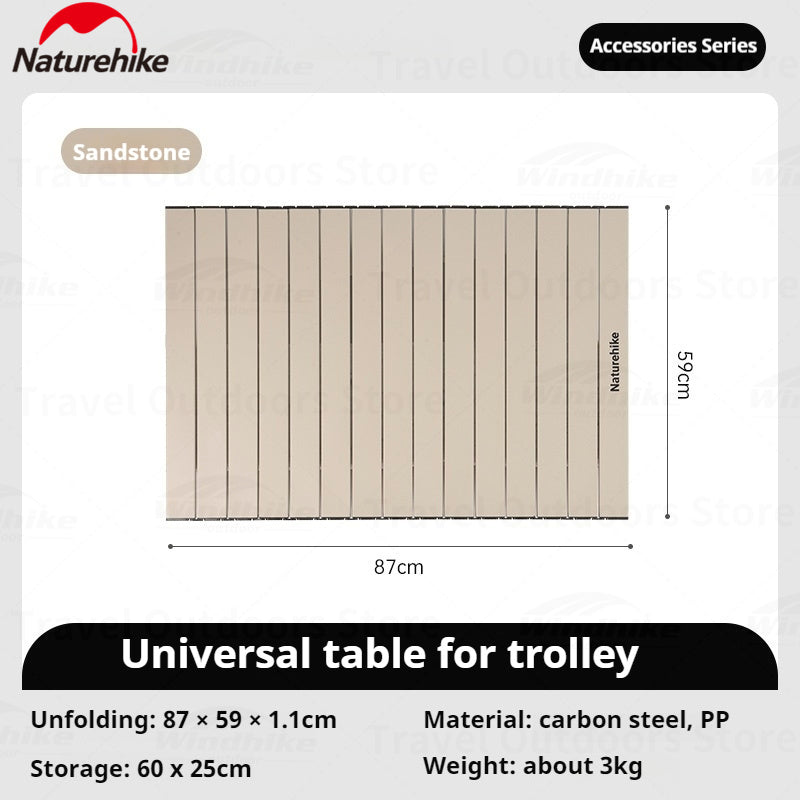 Naturehike Universal Trolley Table Board Portable Lightweight Outdoor Camping Folding Egg Roll Table Style Carbon Steel Picnic Tabletop Heavy Duty