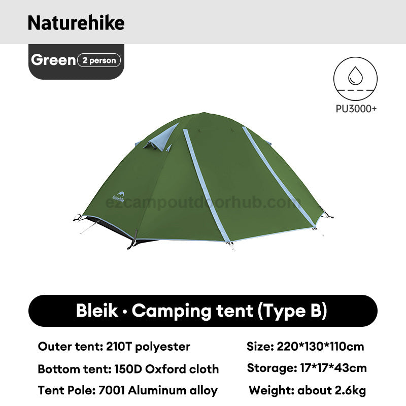 Naturehike BLEIK Series Tent 2-3 Persons Ultralight Double Awning Tent Breathable P-Series Gen 2 Crossbar Structure Design Outdoor Camping Hiking