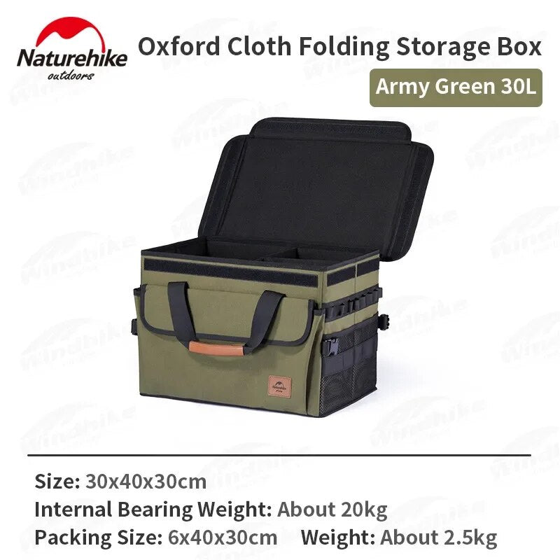 Naturehike Clothes Storage Folding Box 30L/60L Tool Cabinet Multiple Interlayer Tableware PE Cardboard Box Storage Equipment Camping Hiking Travel Oxford Cloth Heavy Duty Original Nature Hike