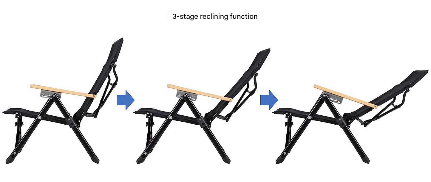 CAPTAIN STAG UC-1831 Low Style Comfort Chair Portable Lightweight Black Label Chair With 3 Level Of Reclining Function Folding Outdoor Camping Relax Seat