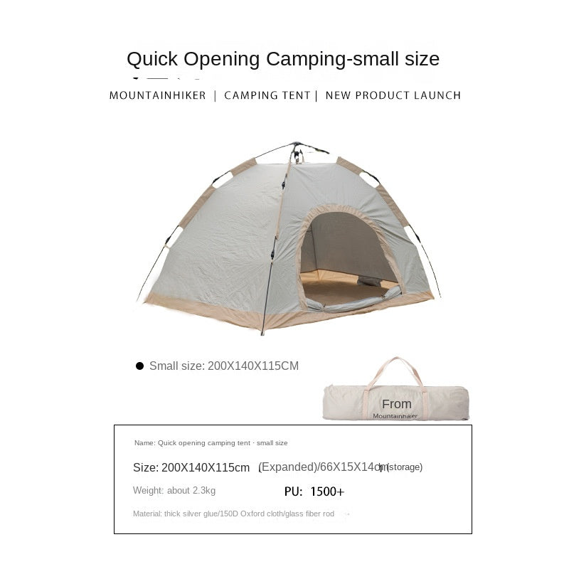 Mountainhiker Fast Fully Automatic Tent Portable Lightweight 2-3 Persons Foldable Entry Level Quick Open Camping Tent Silver Coated Thickened Sunscreen Waterproof PU1500mm Outdoor