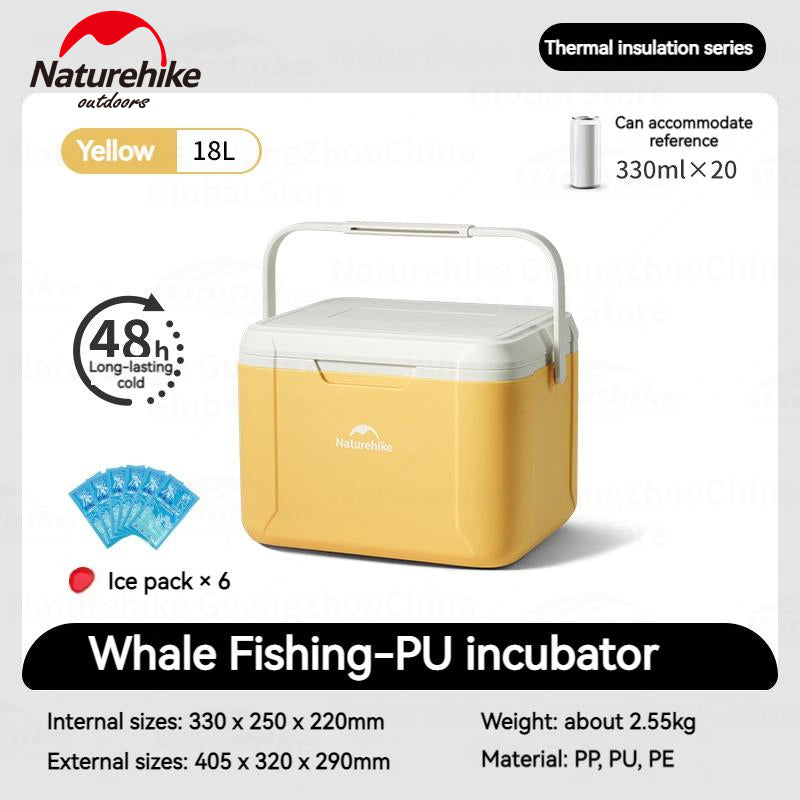 Naturehike Whale Fishing PU Insulated Box 5L 18L Anti-Bacterial 48H Cold Preservation Insulation Food Drink Ice Storage Container Box Refrigerator