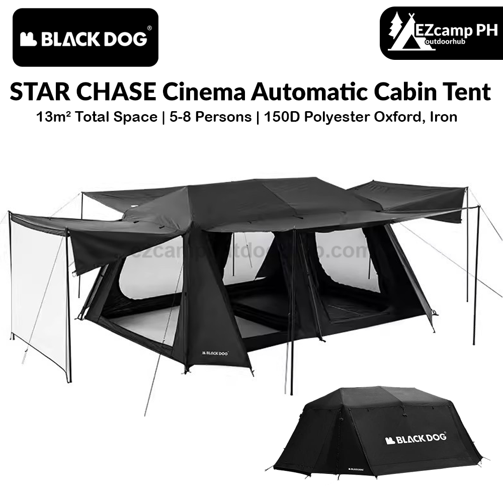 cinema tent BLACKDOG STAR CHASE Cinema Automatic Cabin Tent Black Fast Build – EZcamp Outdoorhub