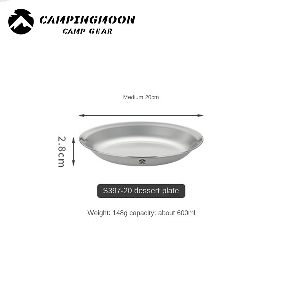 Campingmoon S397 Series Dish Plate Set Stainless Steel Tableware Anti-Corrosion Outdoor Camping Sold Set Or Per Piece With Optional Storage Bag