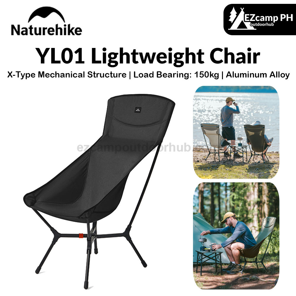 Naturehike YL01 Lightweight Chair Portable Camping Moon Chair Quick Open Wide Seats Load Bearing 150kg X-Type Mechanical Structure Folding Outdoor Chair