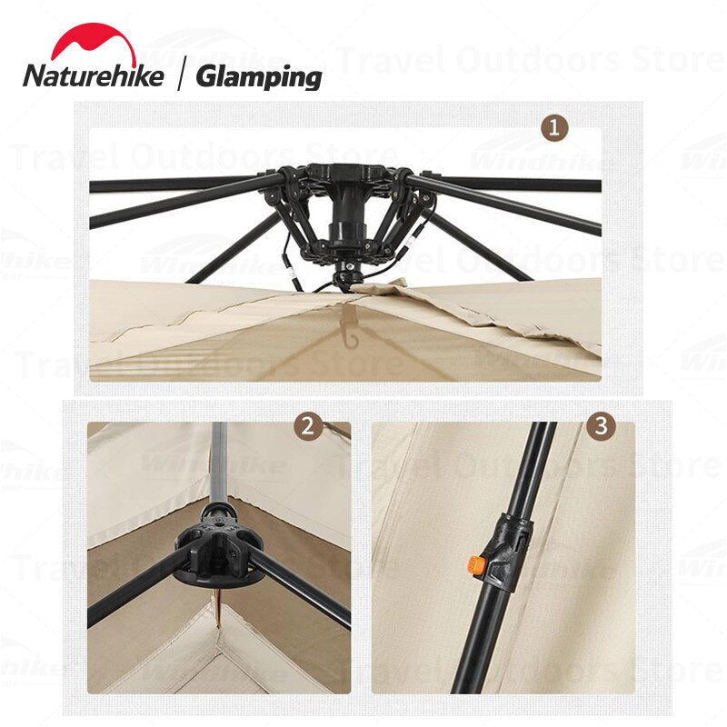 Naturehike VILLAGE 17 Automatic Tent Portable 6-8 Person Cabin Style Camping Ridge All-In-One Pole Travel Tent Double 2 Bedroom 1 Hall Foyer Waterproof Hut