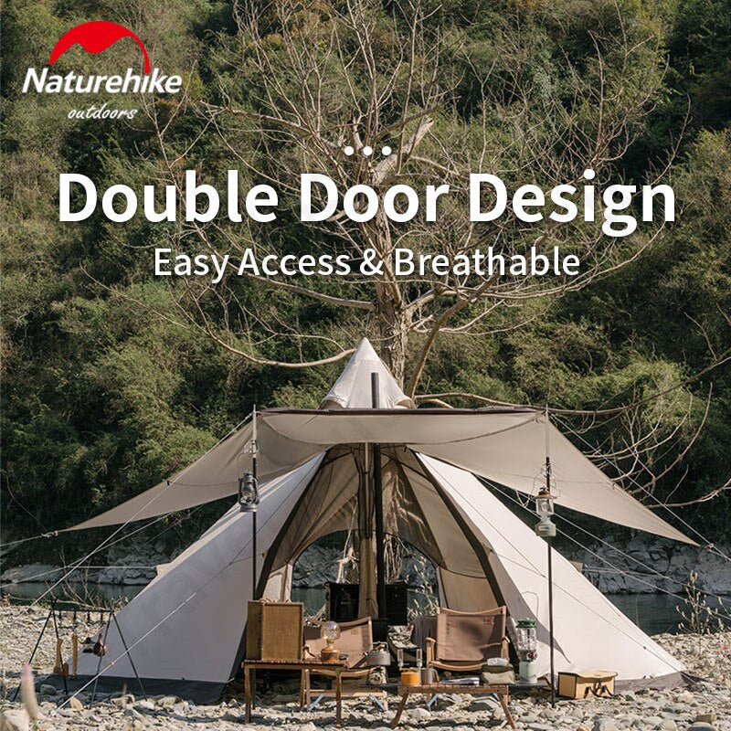 Naturehike RANCH Pyramid Tent Portable 5-8 Persons Premium Octagonal Family Shelter With Skirt Camping Tent Glamping 150D Oxford Cloth Waterproof