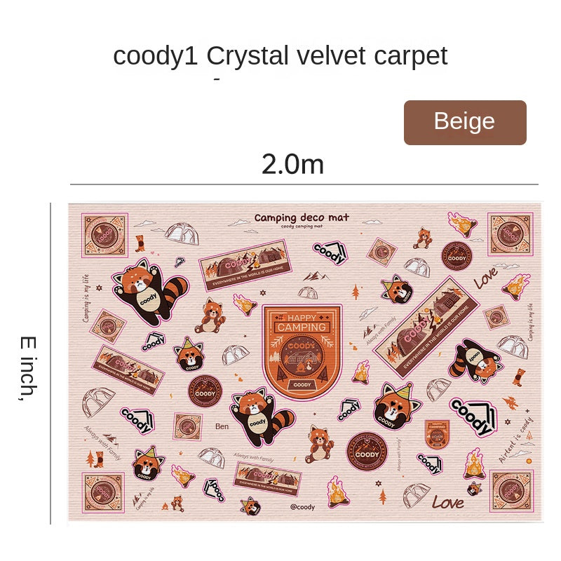 Coody Camping Deco Mat Portable Lightweight Multipurpose Thick Crystal Velvet Carpet Non-Slip Large Area Deco Antibacterial Bedside Machine Washable Floor Mat