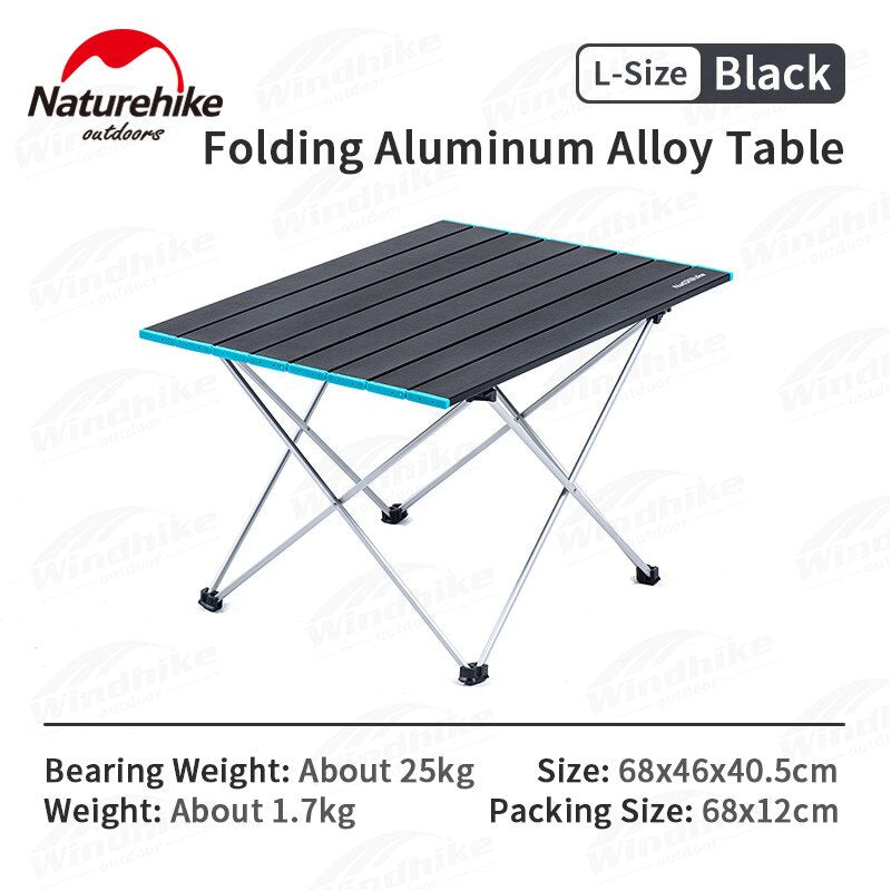 Naturehike FT08 Ultralight Camping Table Portable Folding Outdoor Aluminum Mini Small Large Foldable Camp Heavy Duty Hiking Backpacking Table