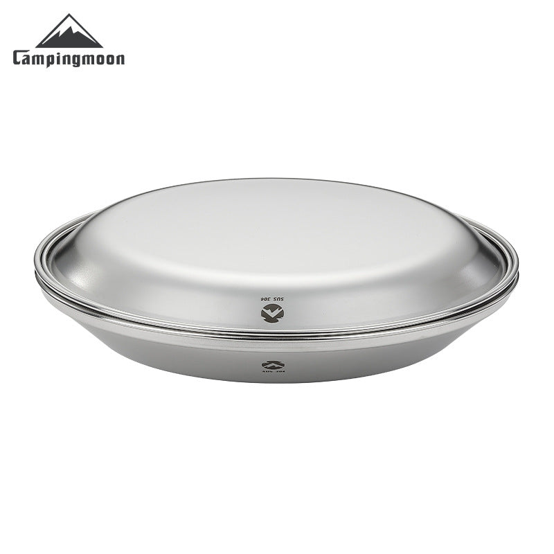 Campingmoon S397 Series Dish Plate Set Stainless Steel Tableware Anti-Corrosion Outdoor Camping Sold Set Or Per Piece With Optional Storage Bag
