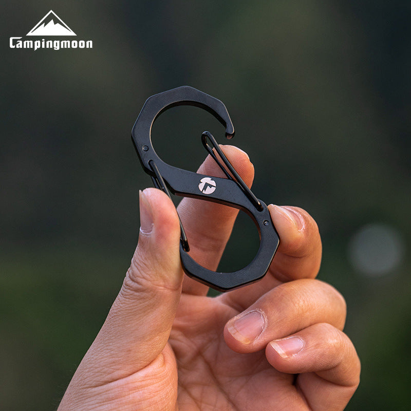 Campingmoon S-Shape Carabiner Double Hook Outdoor Camping Hiking Equipment Tool Tent Accessories SS-5 SS-7 2pcs Pack Set 5/7cm Stainless Steel Keychain Hanging up to 150kg Max Load Heavy Duty Original