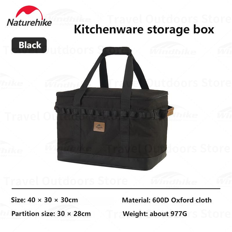Naturehike PVC Storage Bag Outdoor Portable Lightweight Multipurpose 35L Picnic Toolbox Black Waterproof Kitchenware Storage Box Storage Box Camping