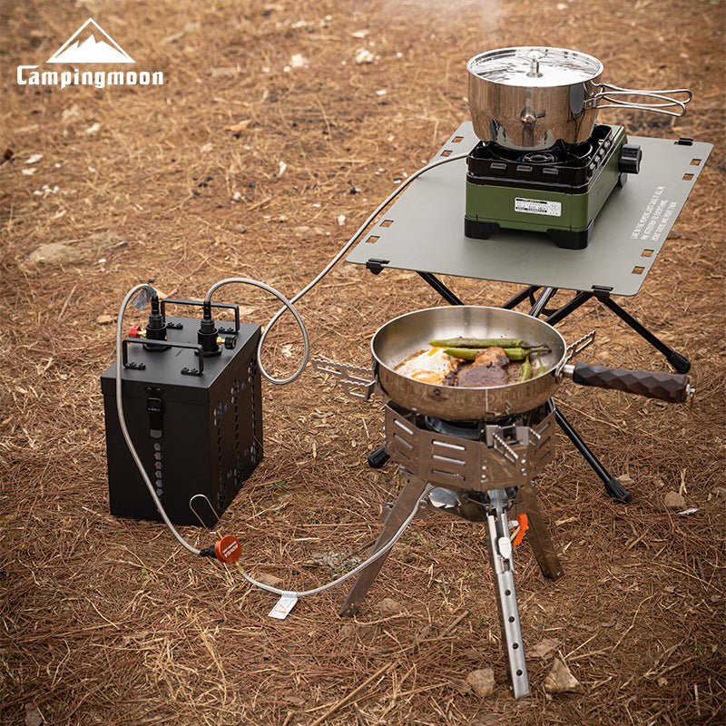 Campingmoon 6 Canister Storage Bunker Multi-Mode Output Butane Fuel Storage Tank Case Long Range Outdoor Kitchen Cooking Standard Nozzle Type Canister