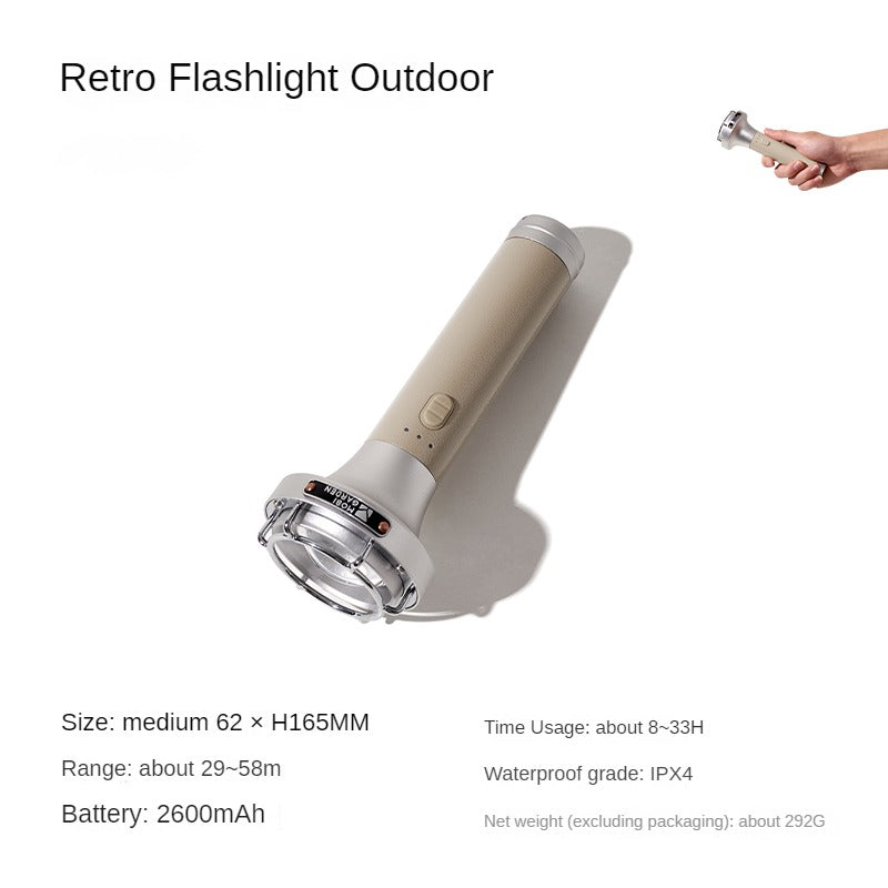 MOBI GARDEN Retro Flashlight Outdoor Portable Lightweight Vintage Lamp 4 Adjustable Modes Lighting Rechargeable Waterproof Strong Light Super Bright