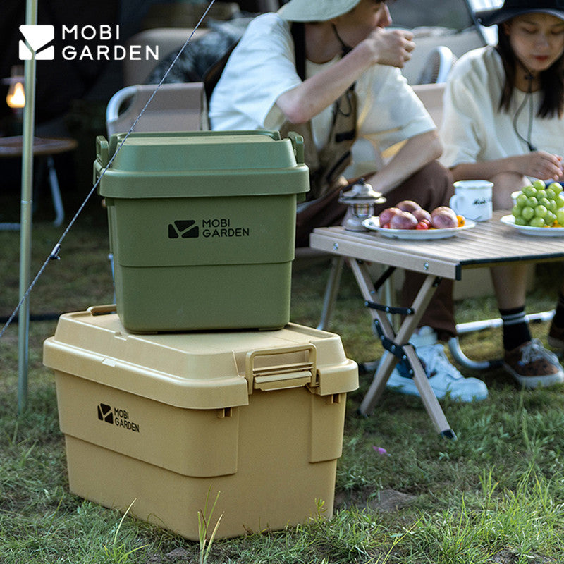 MOBI GARDEN Hard Storage Box Outdoor 22L/50L/50L PRO Large Capacity Portable Storage Bags Food Grade PP Material Box Table Stackable Camping Hiking Beach Picnic Travel Heavy Duty Original MobiGarden
