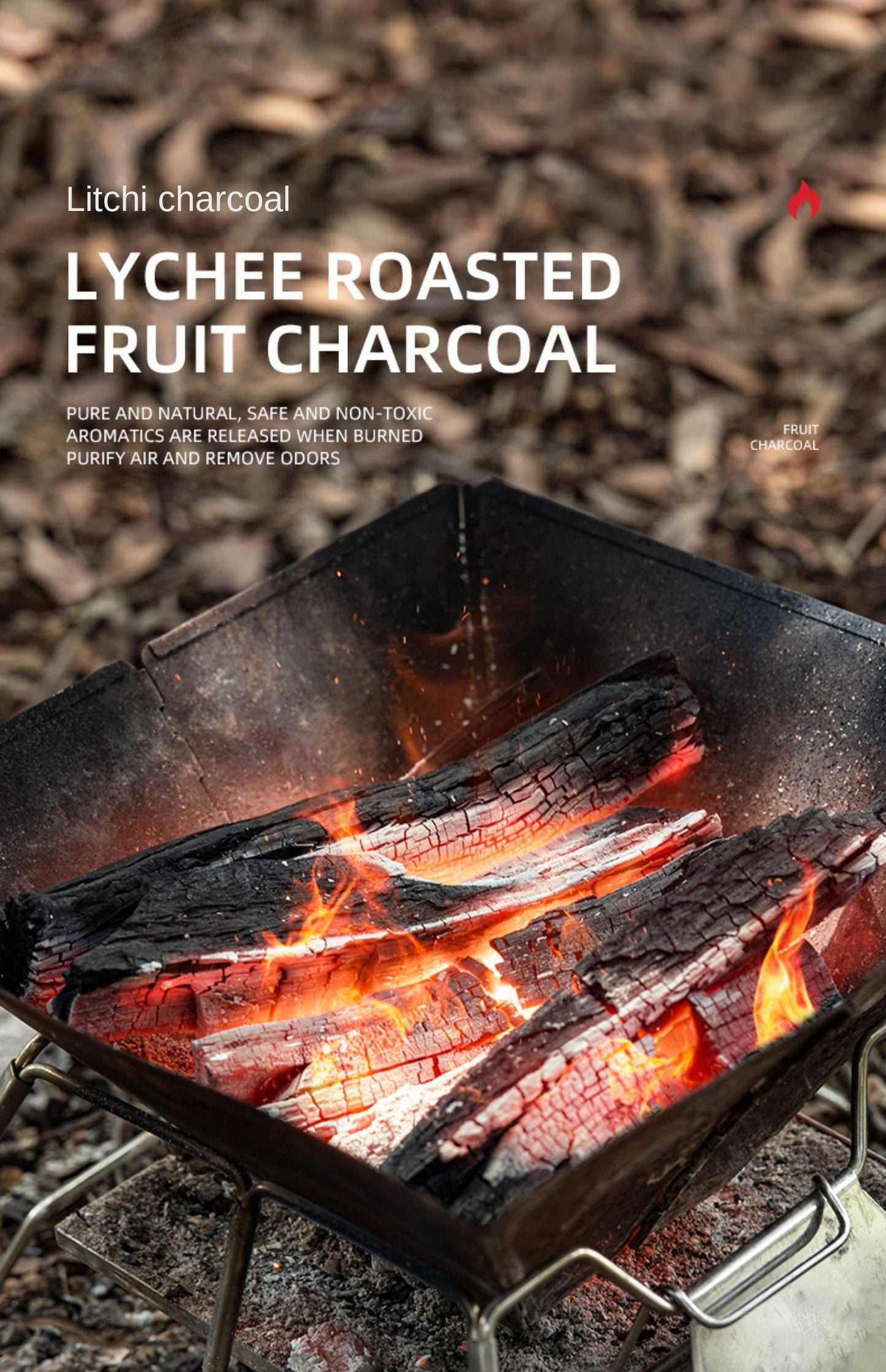Naturehike Lychee Fruit Wood Charcoal Japanese Yakiniku Grade Binchotan Fragrant Aroma Safe Natural Environment Friendly Burns up to 2.5H Box Set