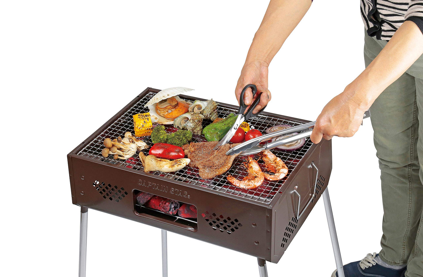 CAPTAIN STAG UH-4710 Curved Kitchen Scissor Portable Versatile BBQ Curve All Purpose Knife Scissors Can Be Disassemble Outdoor Camping