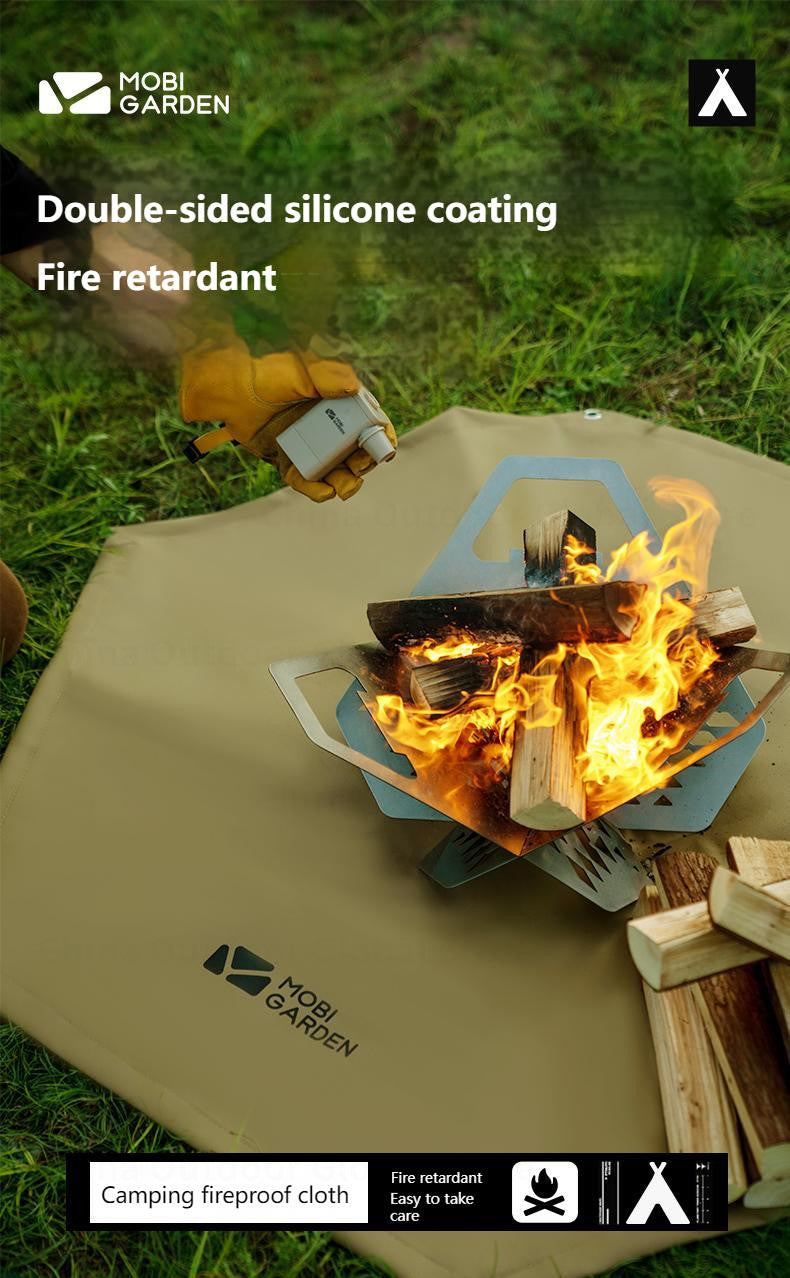 MOBI GARDEN Camping Fireproof Cloth Portable Multipurpose Silicone Coated Hexagon Flame Retardant Floor Mat 250℃ High Temperature Resistance Mattress