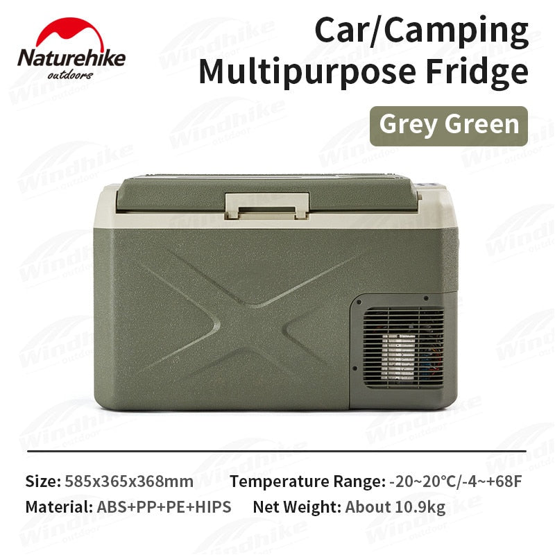 Naturehike Outdoor Car Refrigerator Portable 30L Camping Ice Box Large Capacity Compressor Cooling Fridge Freezer Silent 12V 24V DC or 220V AC 60W Cooler