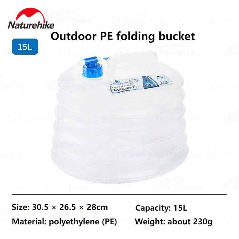 Naturehike 5L | 10L | 15L Outdoor Collapsible Drinking Water Container Camping Bucket Liquid Storage Portable PE Folding Hiking Picnic Foldable