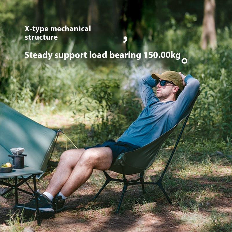 Naturehike YL01 Lightweight Chair Portable Camping Moon Chair Quick Open Wide Seats Load Bearing 150kg X-Type Mechanical Structure Folding Outdoor Chair