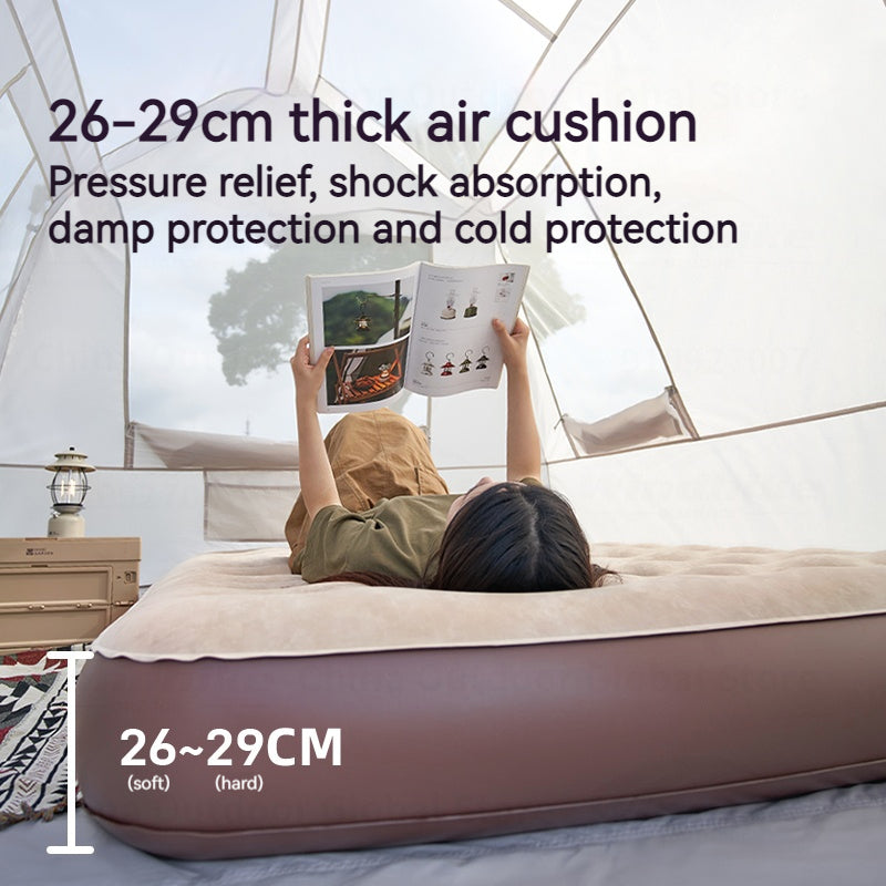 MOBI GARDEN Inflatable Air Mattress Portable Double Automatic Bed With Built-in Electric Inflation Pump 26-29cm Thickened Cushion Outdoor Camping Hiking Picnic Travel Heavy Duty Original MobiGarden