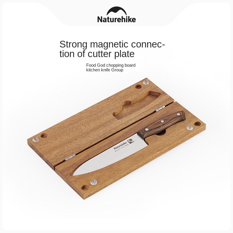 Naturehike Portable Kitchen Knife Chopping Board Set Magnetic Stainless Steel Knife Outdoor Travel Multifunctional Cookware Foldable Storage Design