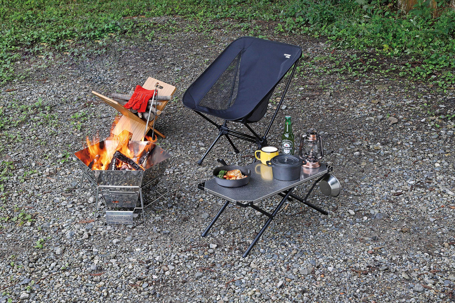 CAPTAIN STAG UC-1833 Trekker Outdoor Chair Portable Ultralight Foldable Moon Chair Outdoor Camping Up To 80kg Max Load Aluminum Alloy Polyester UC-1835