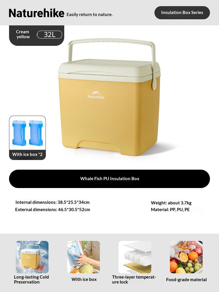Naturehike 32L PU Insulated Box Portable Food-Grade Large-Capacity Cooler Chest Cold And Hot Up To 48H Food Drinks Ice Outdoor Camping