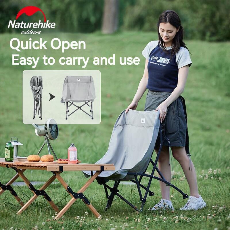 Naturehike STAR MOON Upgraded Folding Chair Outdoor Portable Lightweight Foldable Travel Fishing Seat Camping Chair Upgraded Version 1.1 Carbon Steel Alloy Up To 140kg Max Load 600D Oxford Hiking Picnic Travel Heavy Duty Original Nature Hike