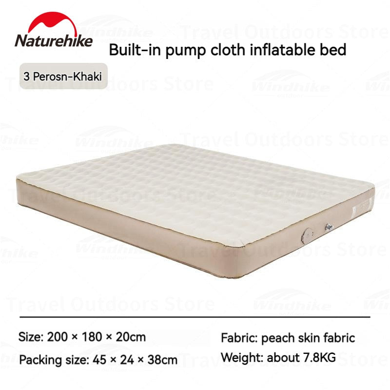 Naturehike Inflatable Mattress Outdoor Portable Lightweight 2-3 Persons Pad Inflatable Bed Built In Air Pump Inflation Height 20cm Thickened Mattress