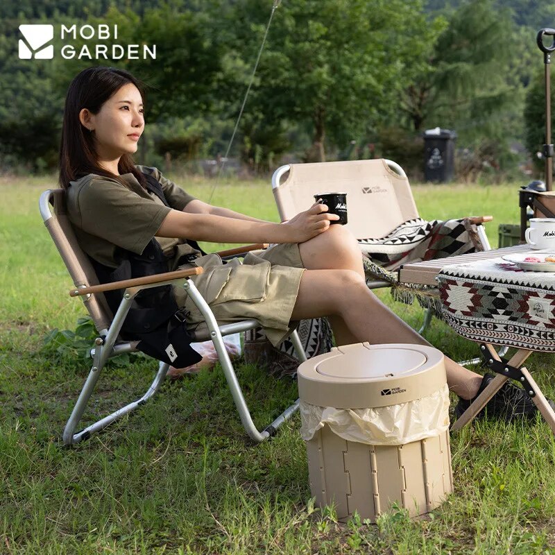 MOBI GARDEN Folding Round Toilet Bowl Outdoor Portable Ultralight Emergency Multi-Function Commode Potty BBQ Trash Can Car Camping Hiking Picnic Travel Heavy Duty Original MobiGarden
