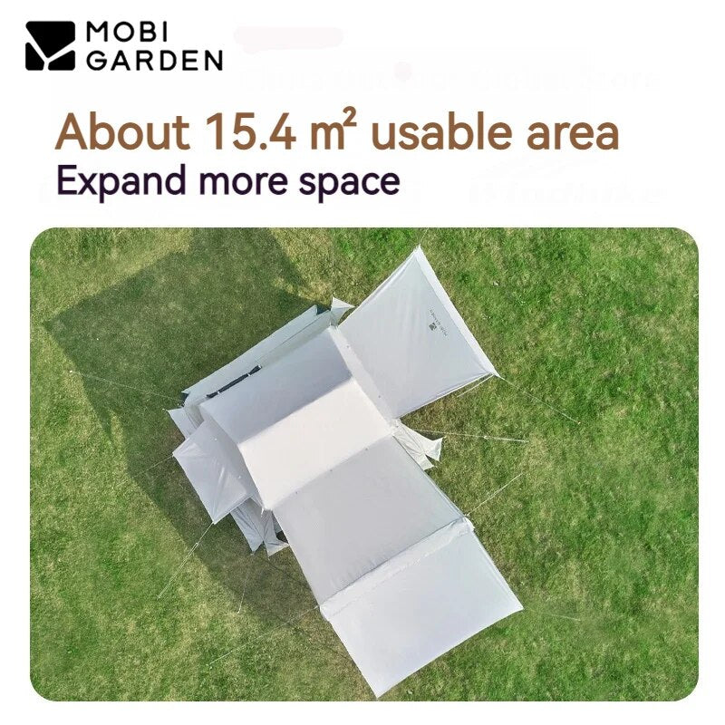 Mobi Garden HOLIDAY 5.9 Fast Build Automatic Cabin Style Tent Upgraded Black Vinyl Coated for 4-5 Person 6m² Large Space 2 Door Built-in 2 Canopy