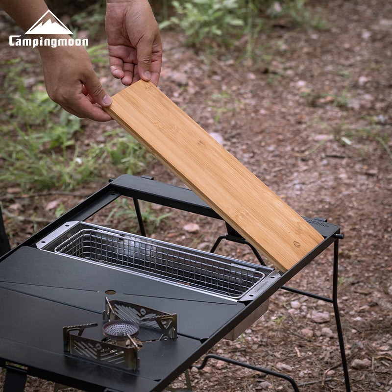 Campingmoon IGT Bamboo Board Plate Cutting Board For Chopping & Cover Integrated Grill Table Available In 1 & 1/2-Unit Size Outdoor Ck-P25 CK-P12
