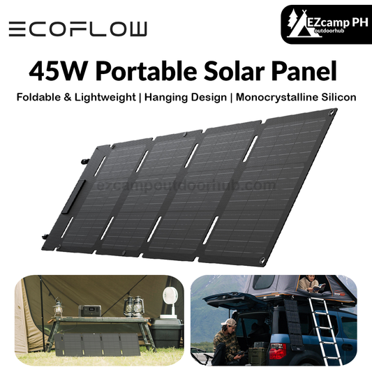 EcoFlow 45W Portable Solar Panel Foldable Lightweight Compact Hanging Design IP68 Waterproof Monocrystalline Silicon Direct Type-C Charging