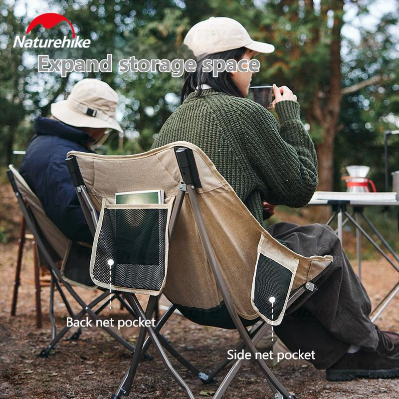 Naturehike STAR MOON Series T02J Camping Portable Folding Moon Chair 120kg Max Load Outdoor Foldable with Storage Bag Upgraded Version STELLALUNA YL04