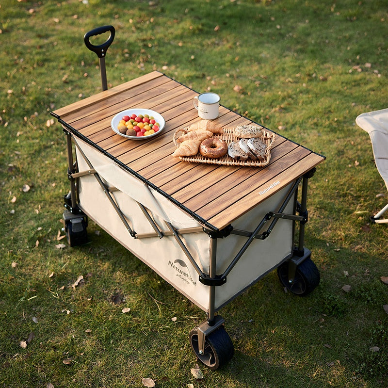 Naturehike TC03 v2 All Terrain Trolley Cart Outdoor Portable 186L Capacity Wide All Terrain Wheel With Brakes Optional Table Board 150kg Max Load 4-Way Folding Camping Equipment Luggage Foldable Trolley Cart Wagon Carrier Original Nature Hike