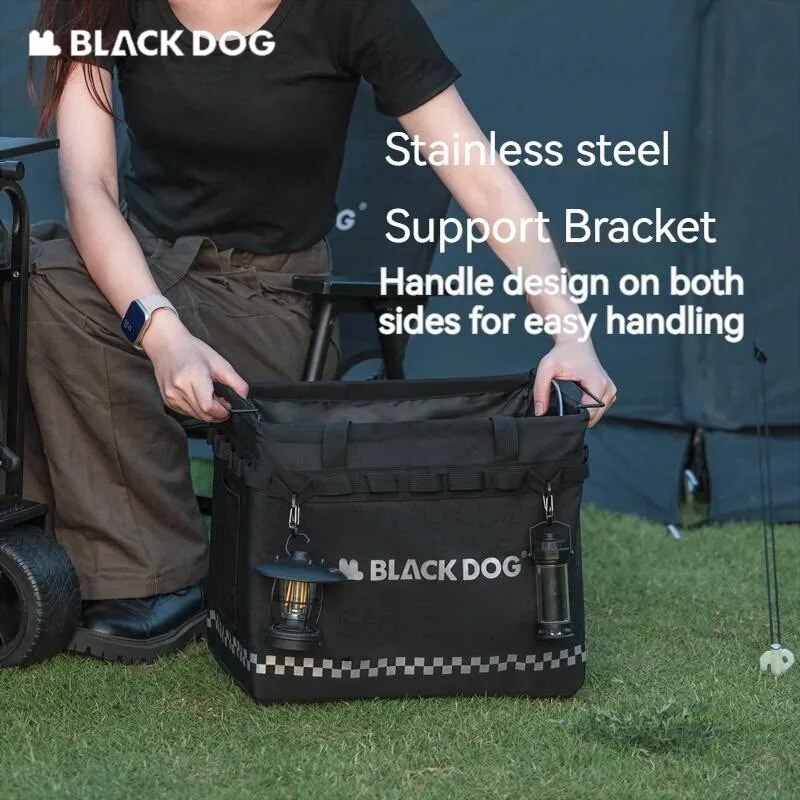BLACKDOG Black Travel Storage Basket 31L Collapsible Multifunctional Tactical Design Portable Bag 12kg Max Load Outdoor Camping Equipment Folding Foldable Storage Organizer Box Black Dog