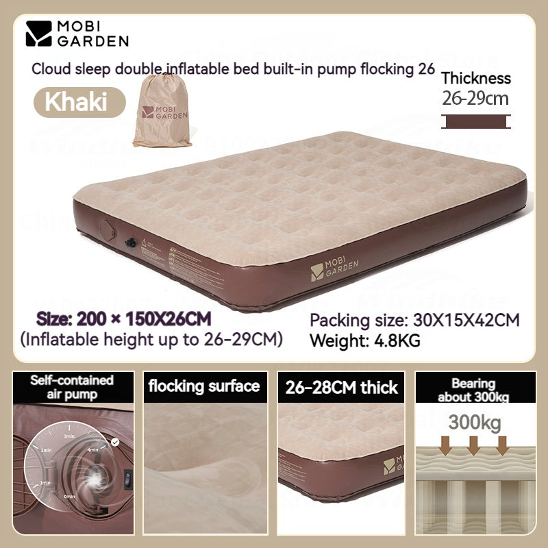 MOBI GARDEN Inflatable Air Mattress Portable Double Automatic Bed With Built-in Electric Inflation Pump 26-29cm Thickened Cushion Outdoor Camping Hiking Picnic Travel Heavy Duty Original MobiGarden