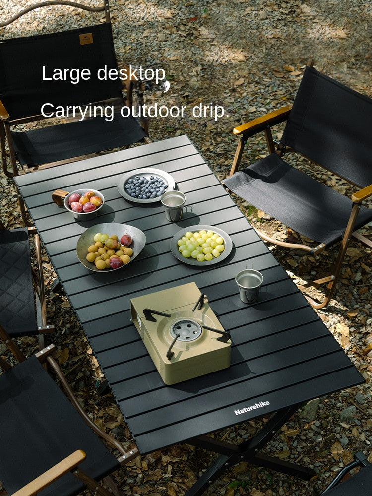 Naturehike STAR JANE T01 Egg Roll Table Portable Foldable Small Medium Large Sizes 150kg Max Load Folding Table Carbon Steel Black Khaki Carbon Steel Heavy Duty
