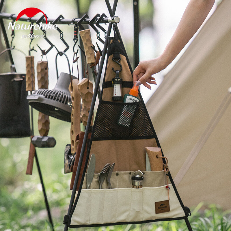 Naturehike Side Triangle Hanging Bag Multipurpose Storage Canvas Bag For Triangular Hanging Rack Shelf Small Large Multi Pocket Tableware Utensil Hang Shelves Add-on Accessories Organizer