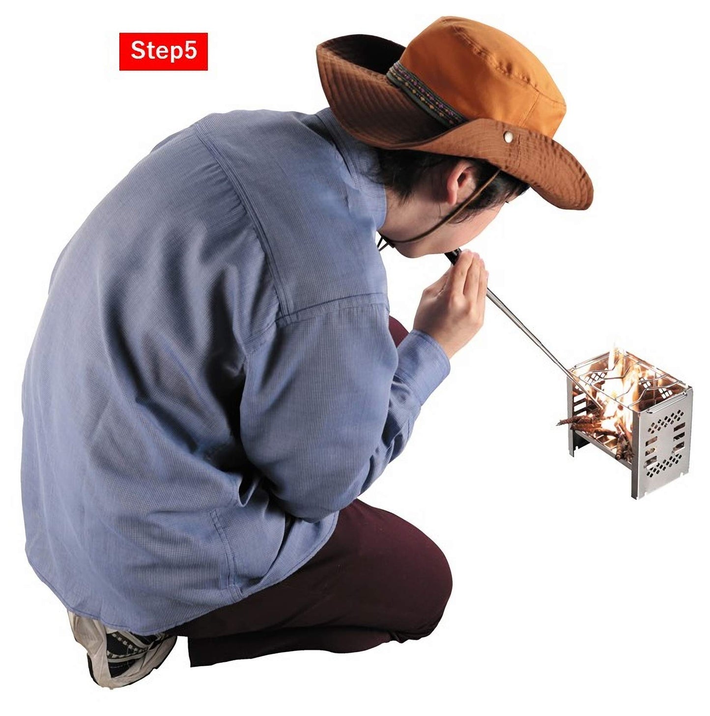 CAPTAIN STAG UG-3284 Fire Starter & Blow Stick Set Portable Igniter Fire Breathing Stick Set Extendable Blower Rod Flint Ignitor Outdoor Camping Survival Tool