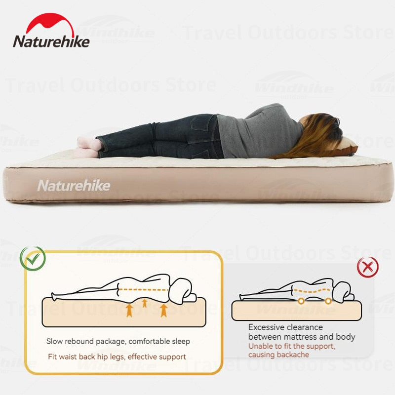 Naturehike Inflatable Mattress Outdoor Portable Lightweight 2-3 Persons Pad Inflatable Bed Built In Air Pump Inflation Height 20cm Thickened Mattress