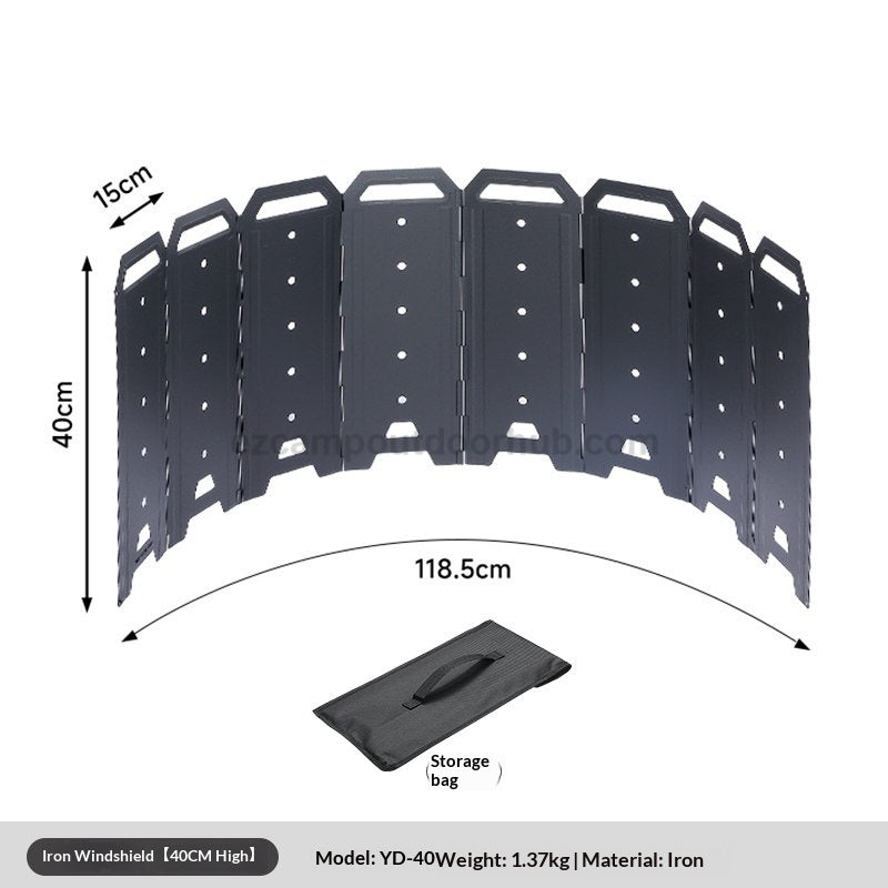 Campingmoon YD-40 / YD-50 Heavy Duty Iron Windshield 40-50CM Height Stove Grill Wind Breaker Steel Enclosure Camping Outdoor Cooking Accessories