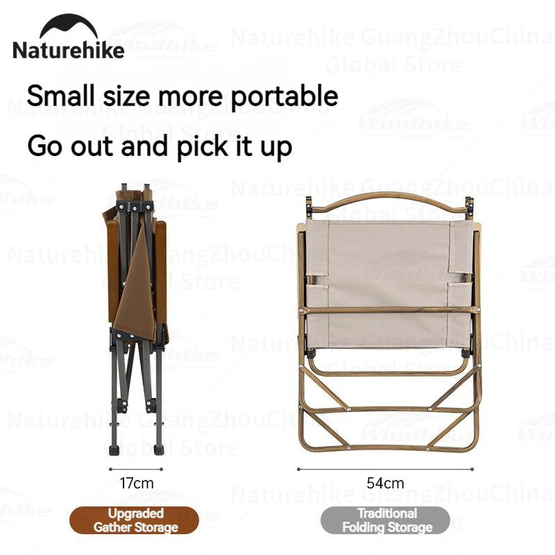 Naturehike Twilight L04 Quick Opening Folding Chair Leisure Wood Kermit Aluminum Alloy Chair Outdoor Integrated Durable Foldable Lightweight