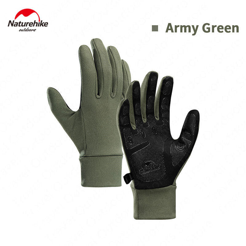 Naturehike Non-Slip Gloves GL10 Touch Friendly Breathable Anti-Slip Outdoor Hiking Full Finger Men Women Touchscreen Glove Black Green Gray Touch Screen